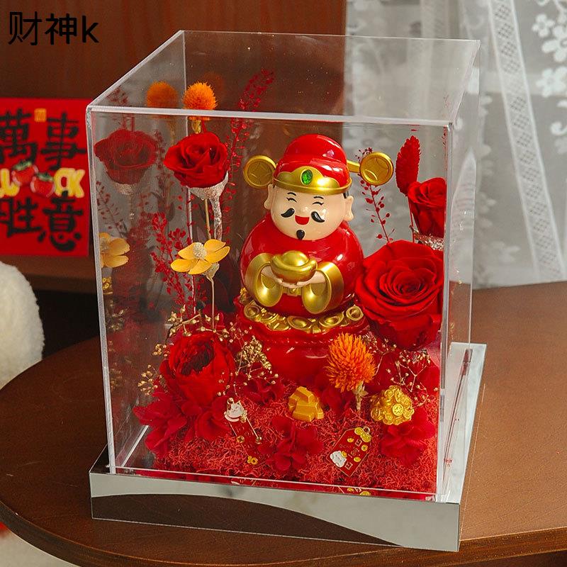 ガラスドーム 永遠の花 招き猫 プリザーブドフラワー プレゼント 赤