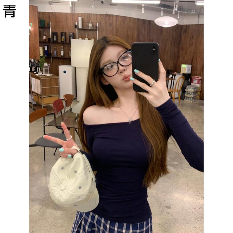 オフショルダー Tシャツ レディース 長袖 肩出し トップス タイト