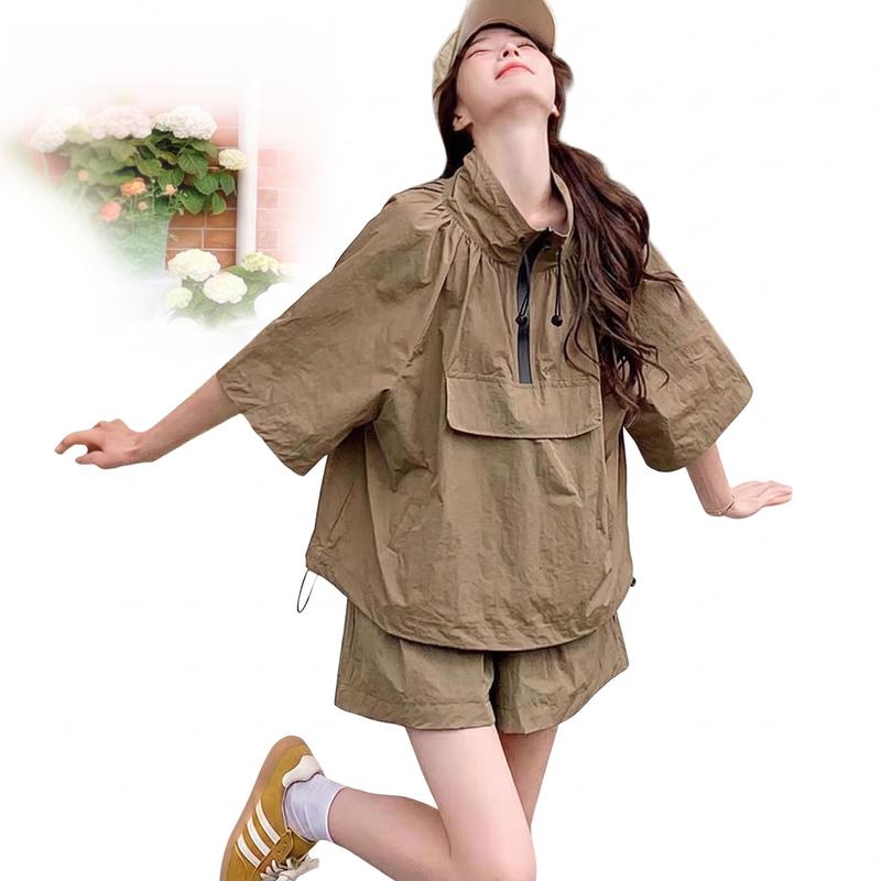 ¥72,600RUSSELUNO/5】中綿ナイロンセットアップ半袖ジョガーパンツ セットアップ レディース アノ ハーフパンツ 2点セット ナイロン 上下