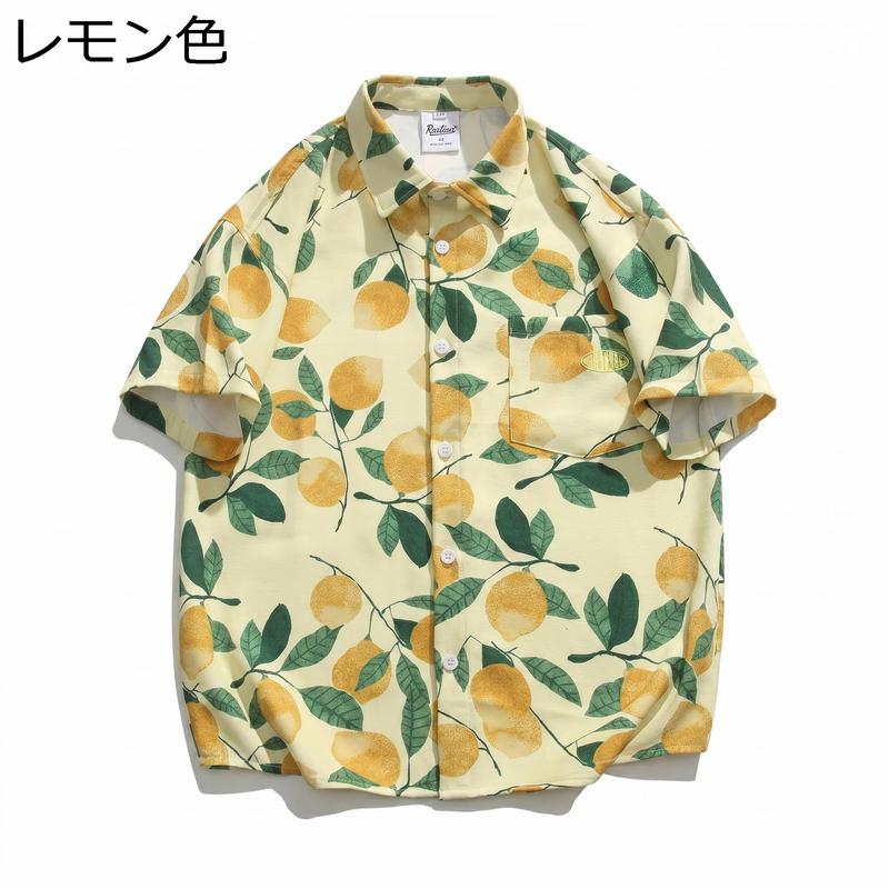 アロハシャツ メンズ 半袖 オープンカラーシャツ 総柄 ボタニカル柄