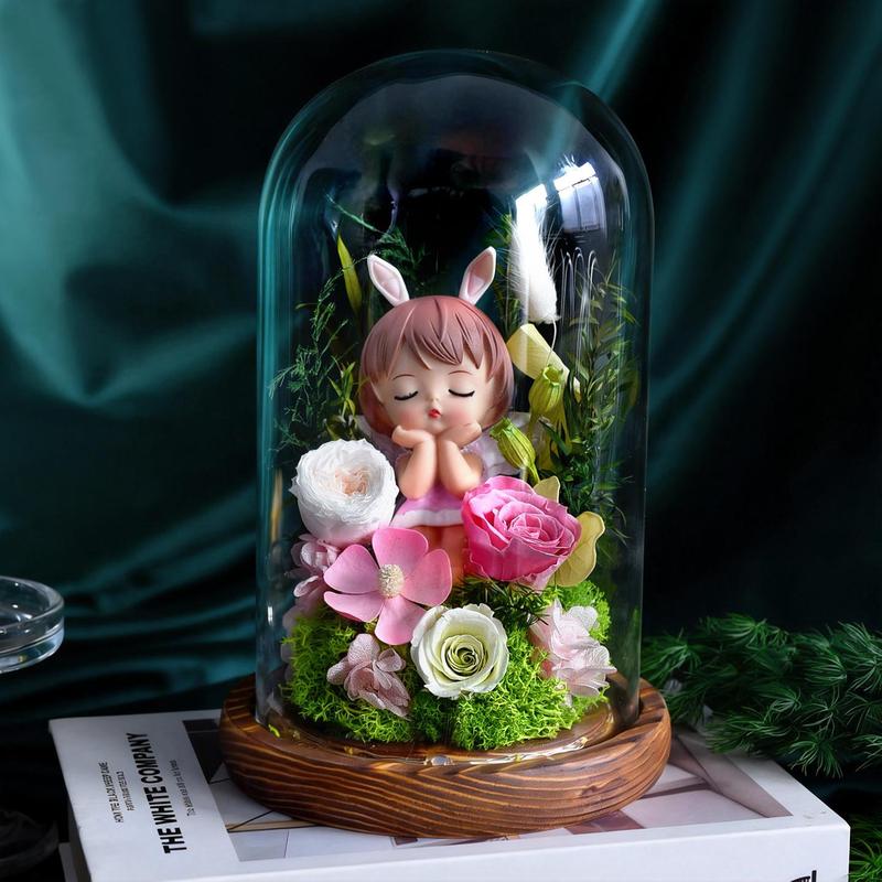 プリザーブドフラワー 枯れない花 ガラスドーム バラ LEDライト