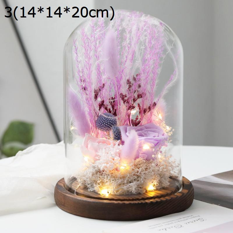 枯れない花 ガラスドーム プリザーブドフラワー プレゼント 造花 LEDライト 保存花 室内 日常飾り 永遠の愛 長持ち 祖母 女性 友達_3