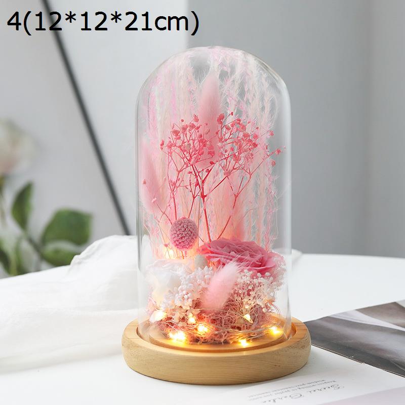 枯れない花 ガラスドーム プリザーブドフラワー プレゼント 造花 LEDライト 保存花 室内 日常飾り 永遠の愛 長持ち 祖母 女性 友達_4