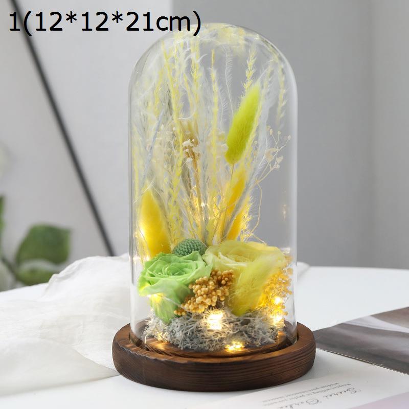 枯れない花 ガラスドーム プリザーブドフラワー プレゼント 造花 LEDライト 保存花 室内 日常飾り 永遠の愛 長持ち 祖母 女性 友達_1