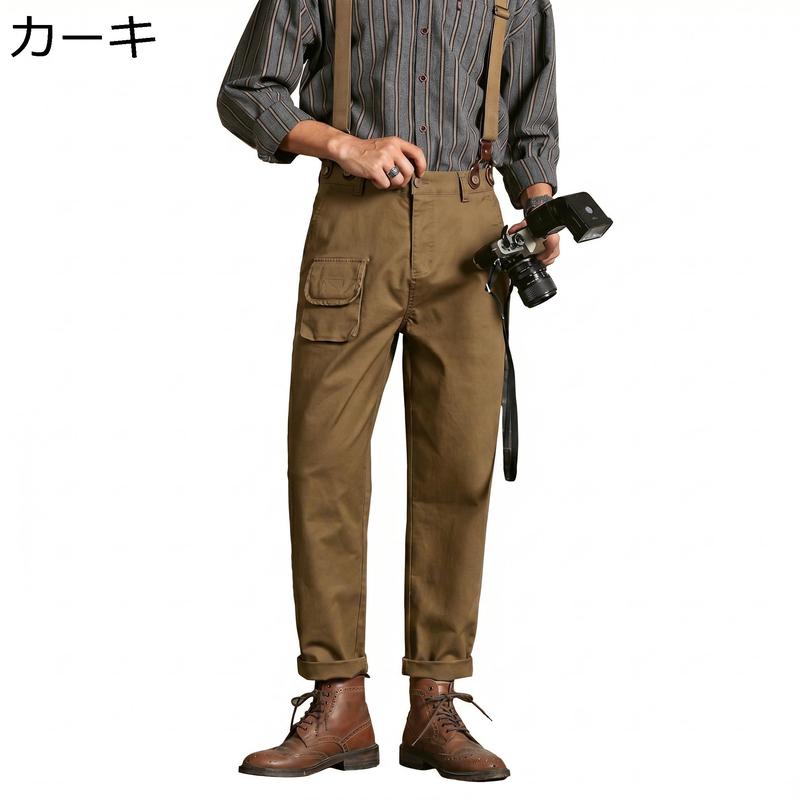 ワークパンツ メンズ ヴィンテージ 裾上げ不要 直筒 サスペンダー