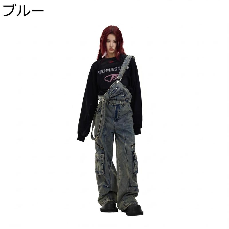 デニム カーゴパンツ レディース ワイドパンツ ストリート系 ゆったり