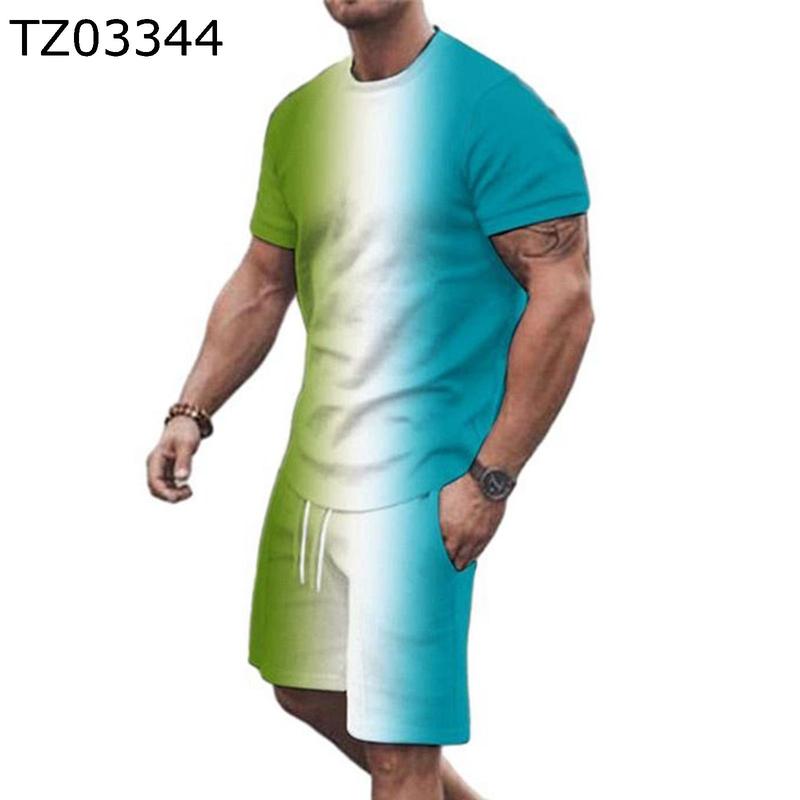 メンズ tシャツ セットアップ 上下 冷感 夏用 3dプリント ライオン柄