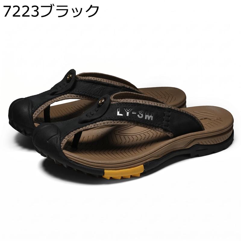 サンダル メンズ 本革 ビーチサンダル つま先保護 スポーツ カジュアル