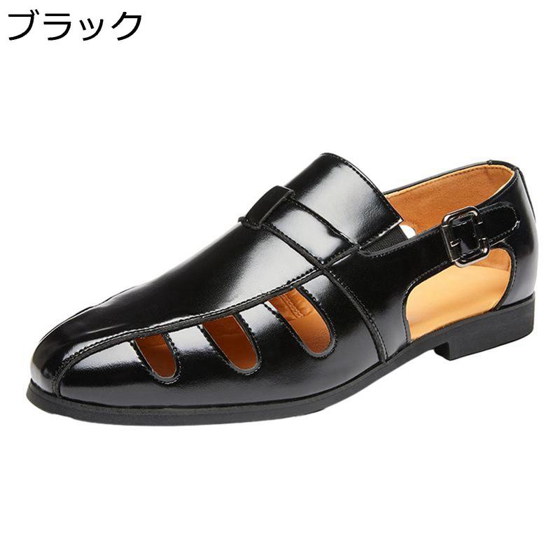 サンダル オフィスサンダル メンズ puレザー 穴あき 父の日プレゼント