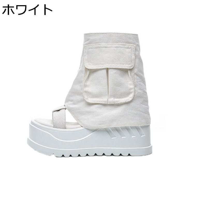 サマーブーツ ブーツサンダル 10cm 厚底 レディース デニム素材