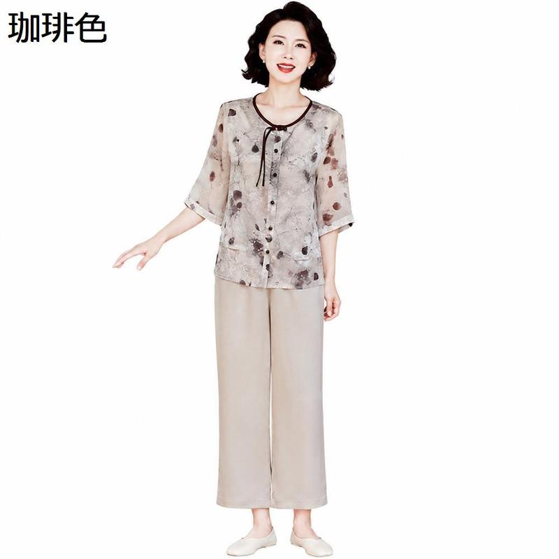 レディースシャツ ロングパンツ ワイドパンツ セットアップ 夏 2点 