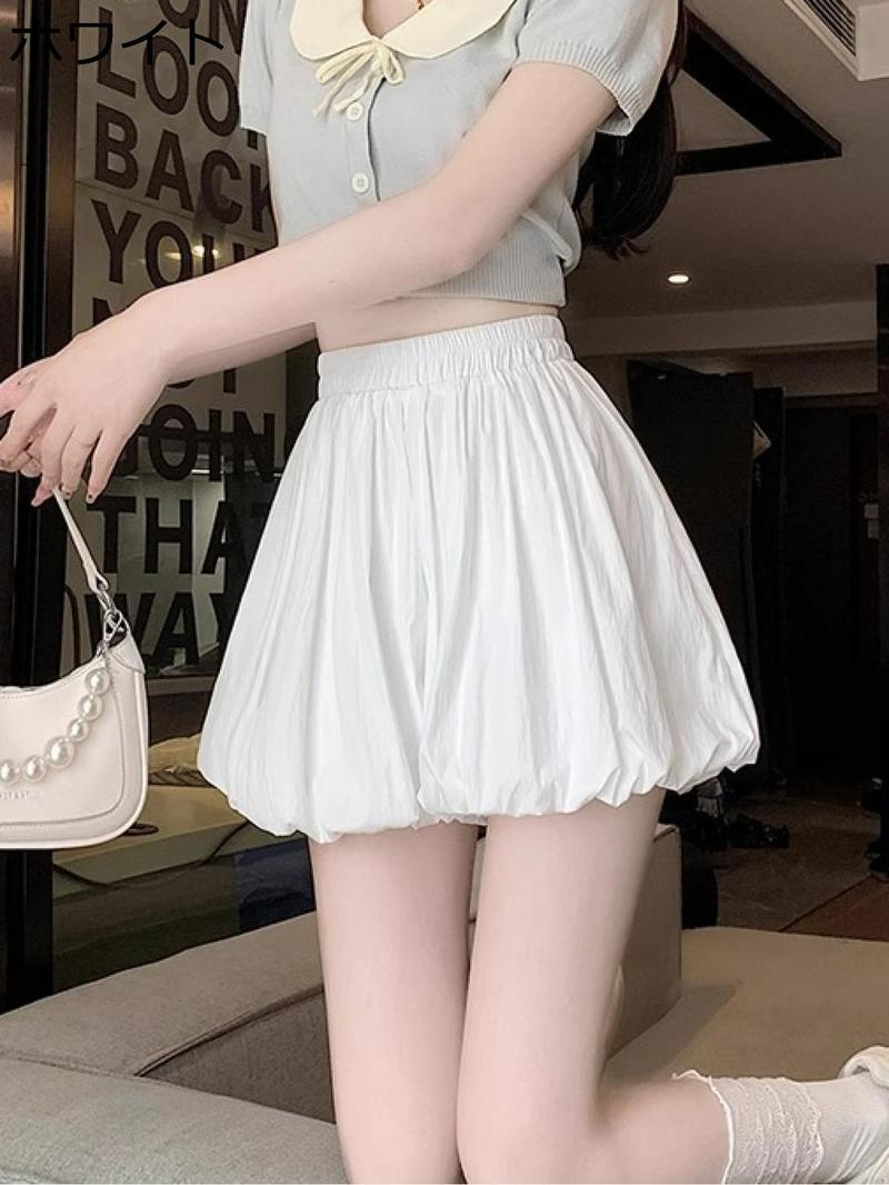 ショートパンツ かぼちゃパンツ レディース ハイウエスト バルーン