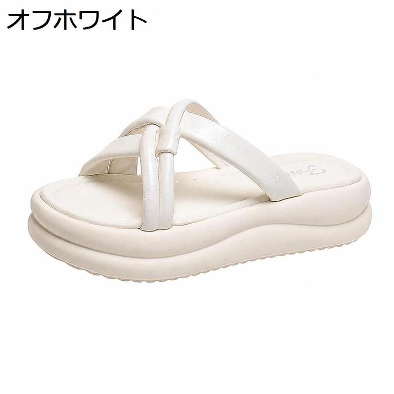 厚底サンダル レディース ミュール クロスベルト オープントゥ 夏 歩き 