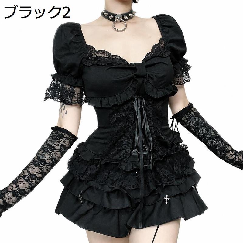 ゴスロリブラウス トップス レディースシャツ ゴシック 暗黒系 薄手