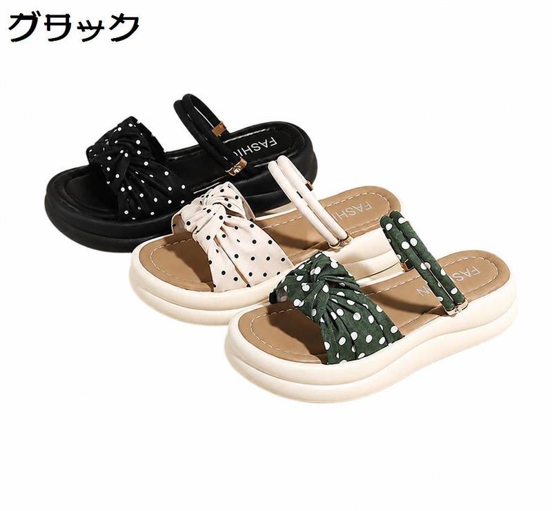 厚底サンダル レディース ドット柄 水玉 2ウェイ ミュール サンダル