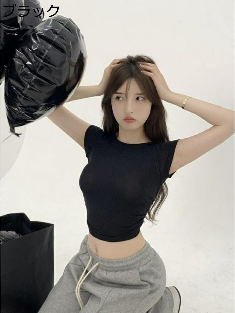 Tシャツ レディース 半袖 ショート丈 クロップド丈 トップス 韓国