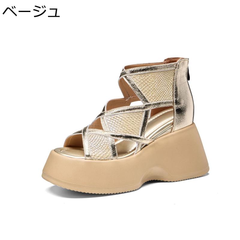 ブーツサンダル サンダル 10cm 本革 レディース サマーブーツ レザー 