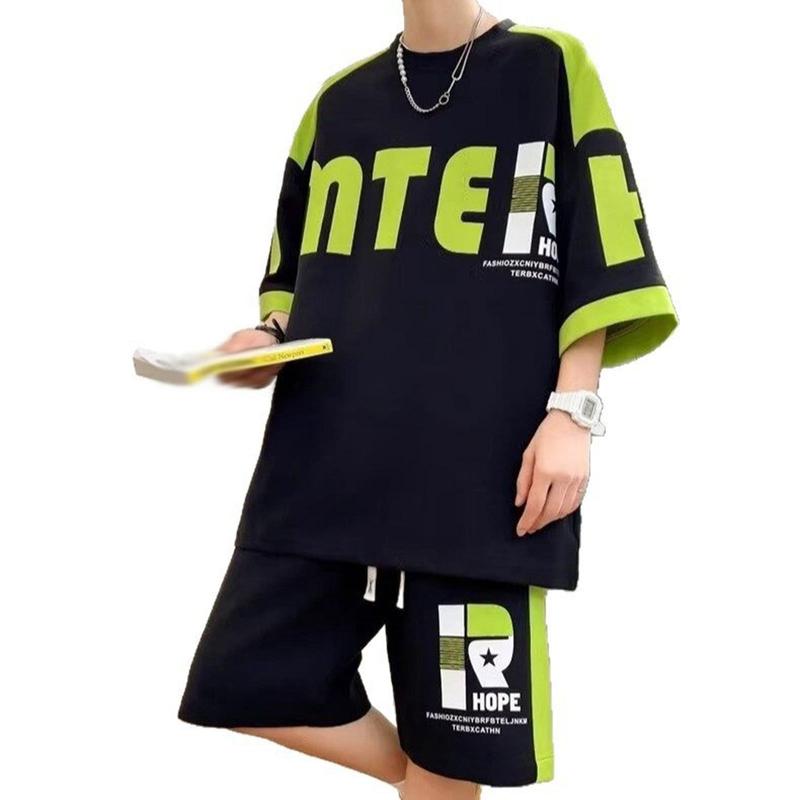 夏服 tシャツ セットアップ メンズ トップス ハーフパンツ 切り替え