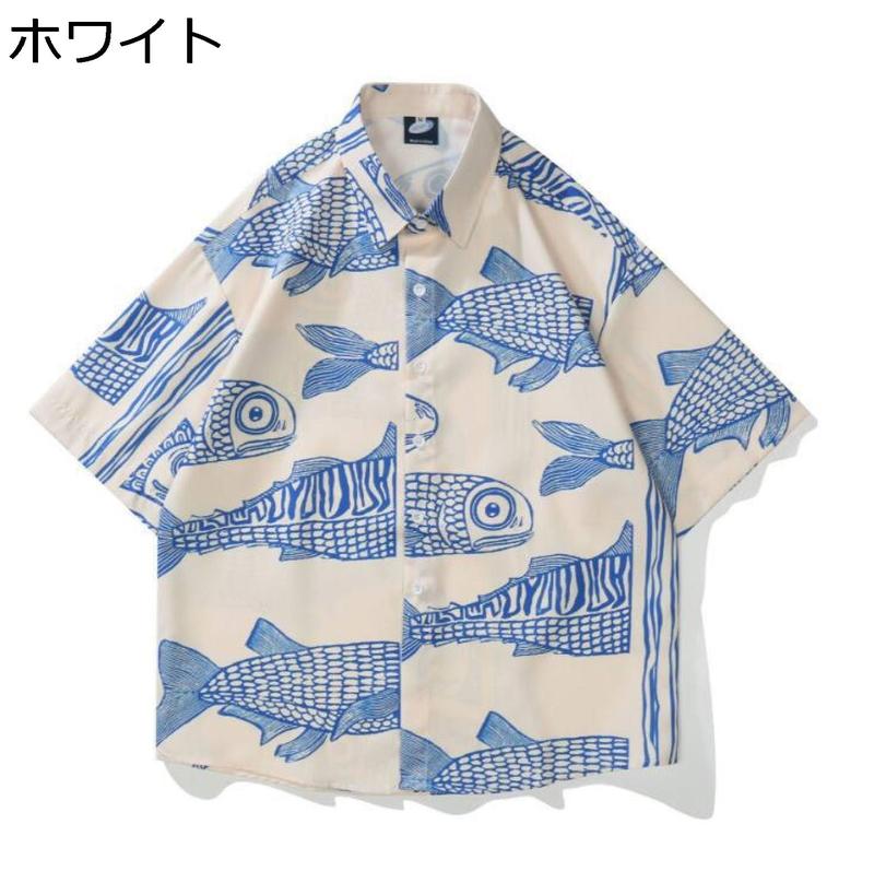 アロハシャツ メンズ 魚柄 さかな S-6XL 和風和柄 日式 ヴィンテージ