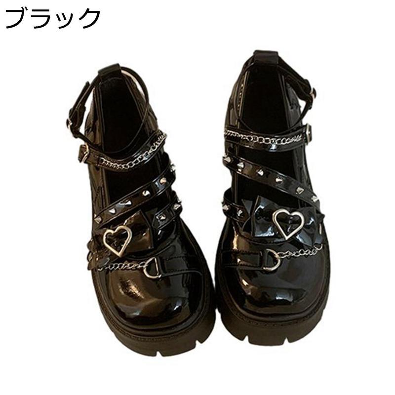 【限定SALE】OHGA オーガ スタッズパンプス ブラック 24cm 箱付き おじ靴 パンク 厚底パンプス レディース スタッズ ダブル バックル