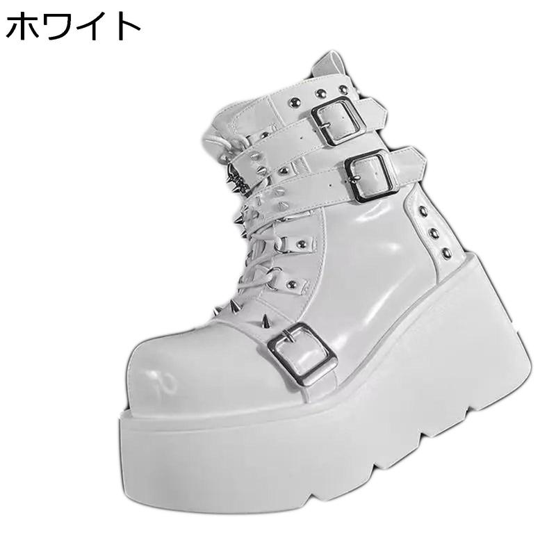 厚底ブーツ パンク レディース バックル ハーフブーツ ロック ショート