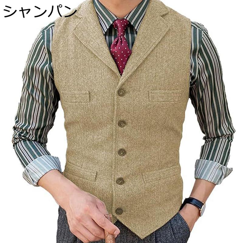 スーツベスト メンズ ビジネスチョッキ 男性用 サラリーマン Vネック