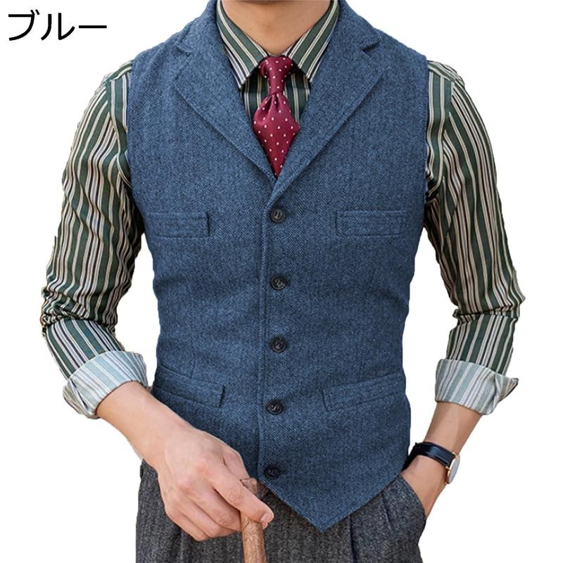 スーツベスト メンズ ビジネスチョッキ 男性用 サラリーマン Vネック 