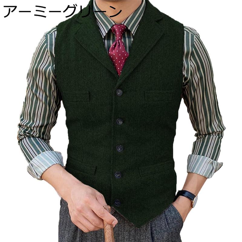 スーツベスト メンズ ビジネスチョッキ 男性用 サラリーマン Vネック