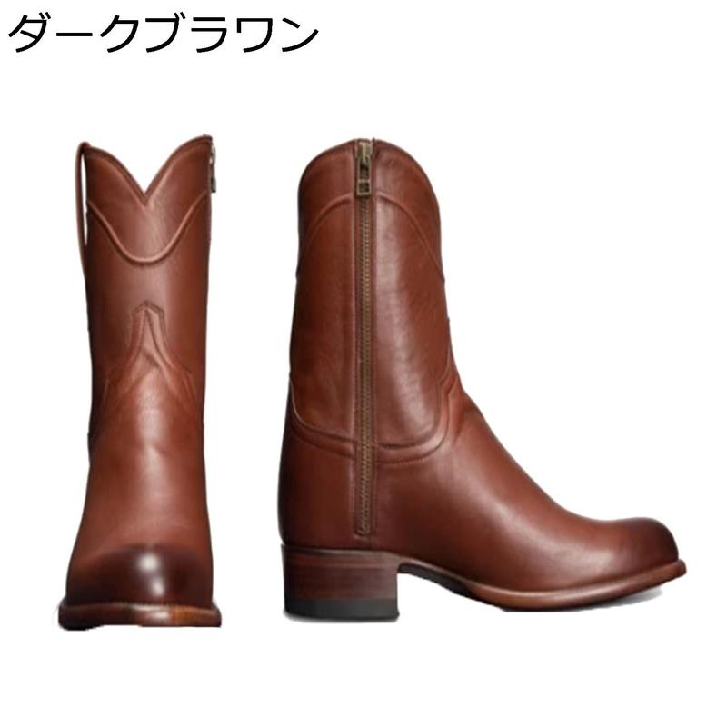 ウエスタンブーツ ショートブーツ 大きいサイズ サイドジップ メンズ 