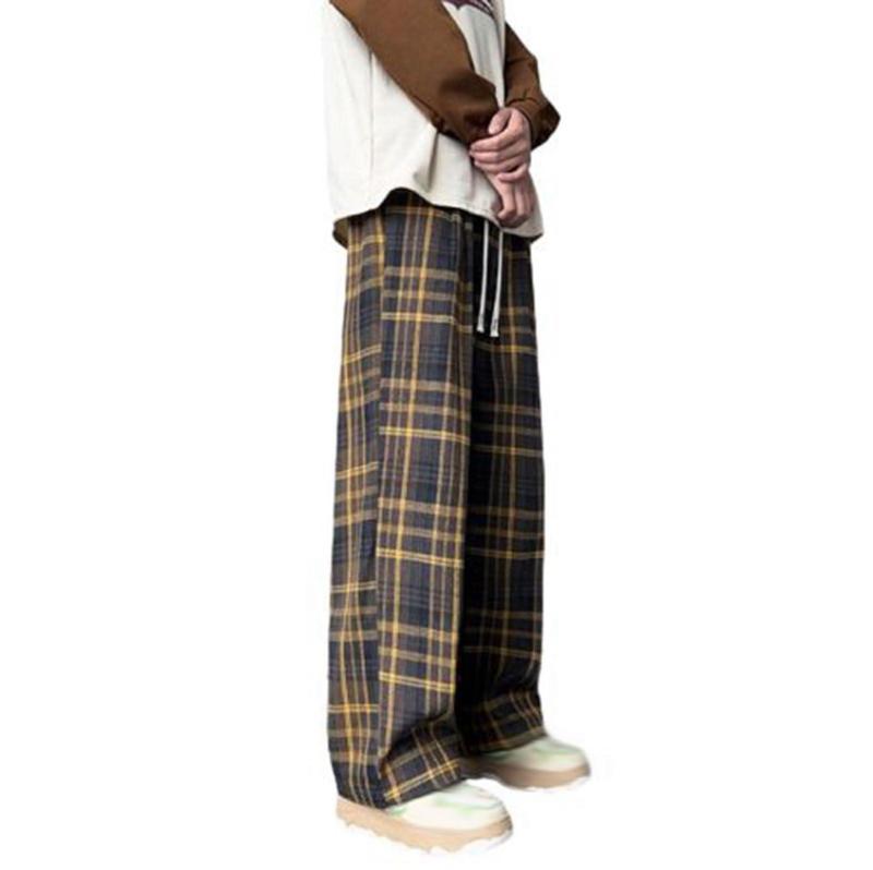 ワイドパンツ メンズ ロングパンツ チェック レトロ リラックス