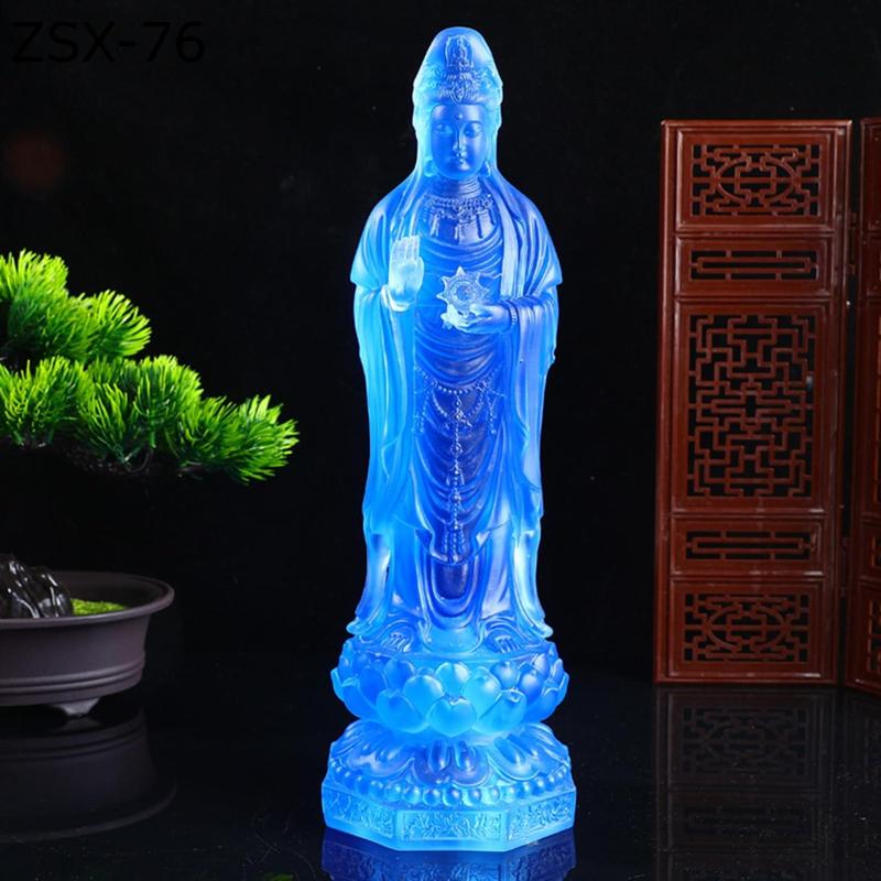 開運】観音菩薩 クリスタル ガラス 仏像 彫刻 約17cm 水晶 運気上昇