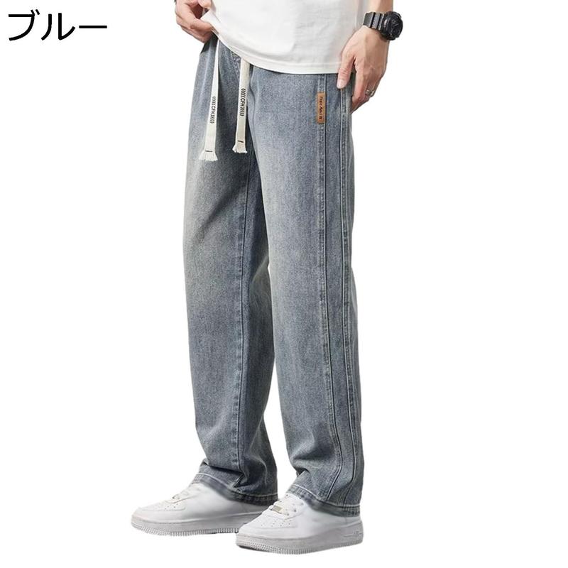 デニムパンツ ジーンズパンツ メンズ アイスシルク 夏秋 ルーズ 