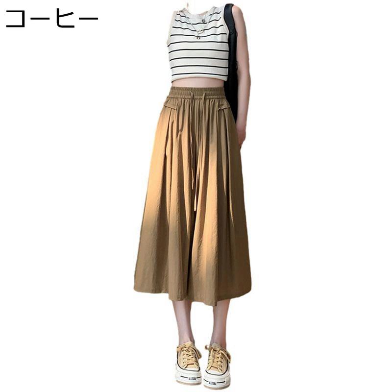 キュロットパンツ 7分丈 ワイドパンツ レディース 無地 スカーチョ