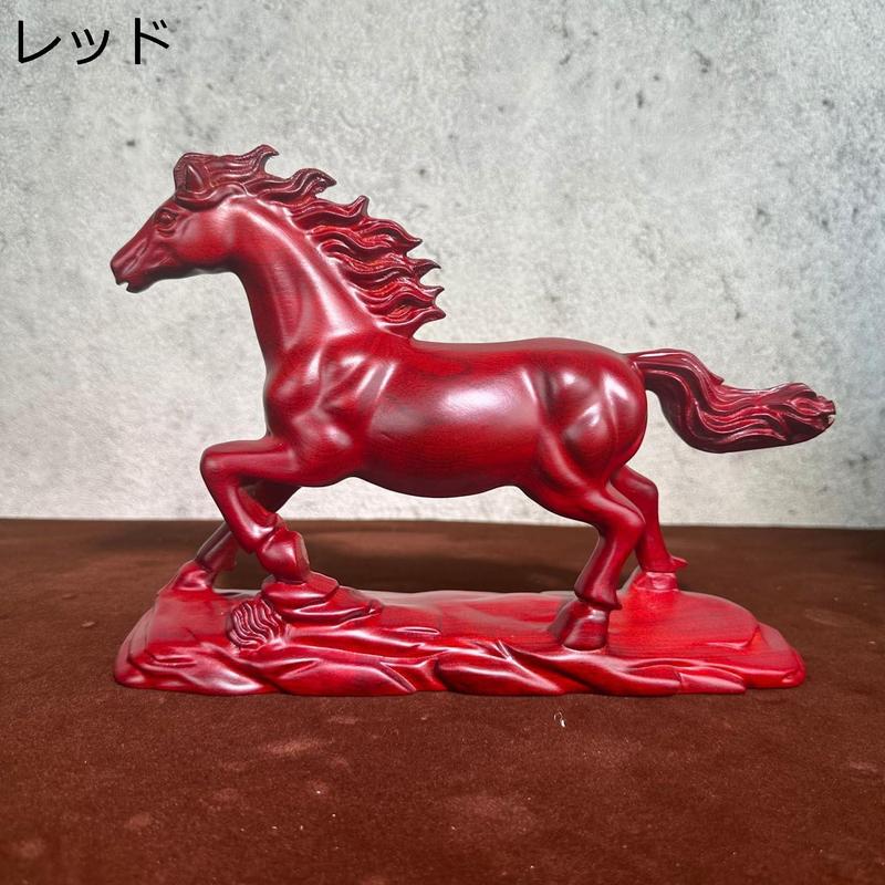馬の置物 干支 馬の彫刻 木製 十二支の置物 動物 装飾品 オブジェ