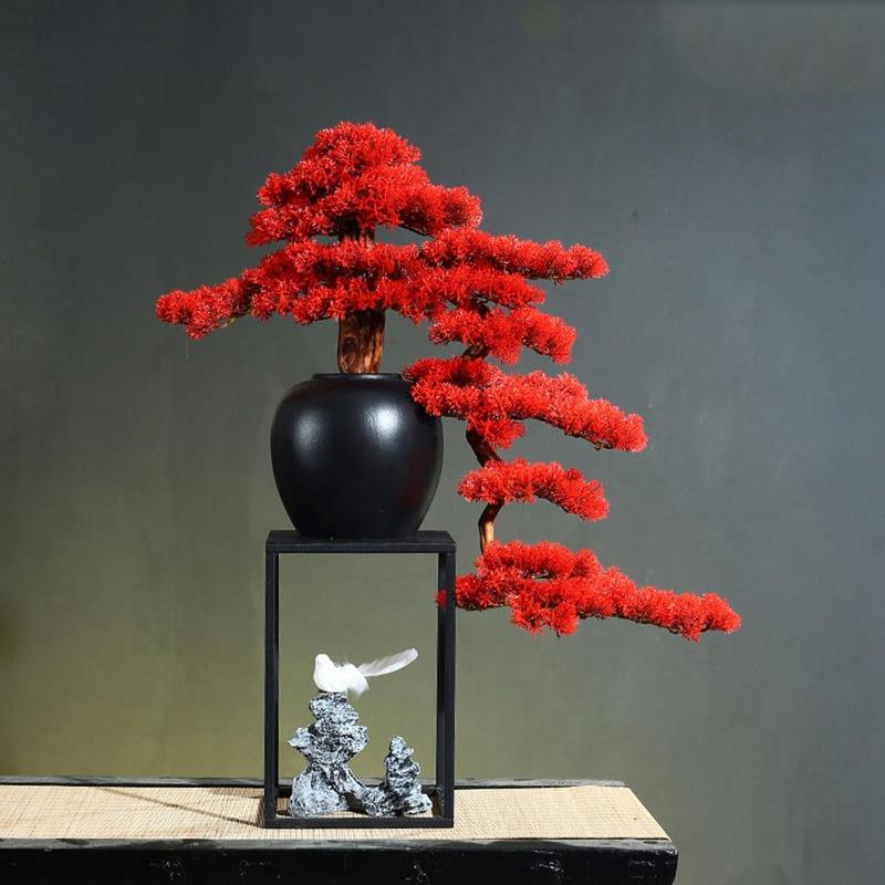 ウェルカムパイン盆栽 人工観葉植物 大型 造花 人工盆栽 ガーデン