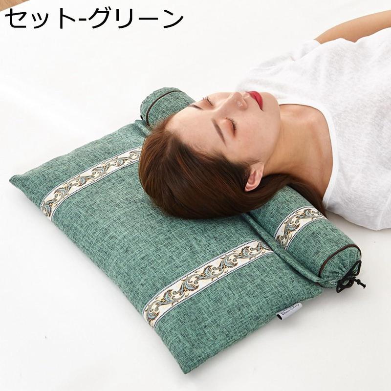 ロングまくら 円柱型 蕎麦殻 セット 抱き枕 長52cm キャンディ型