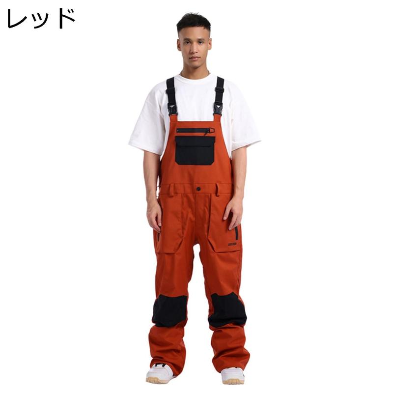 サスクワァッチ【L】スキー スノボウェア サロペット オーバーオール レッド スノーボード ウェア スキーパンツ サロペット メンズ スキーウェア