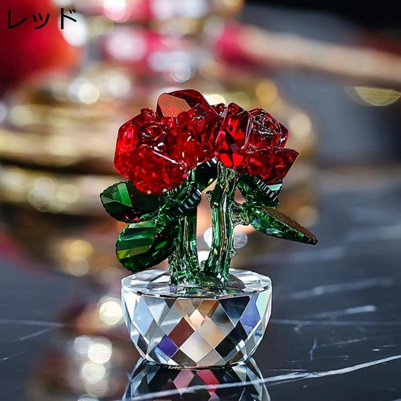 バラのクリスタル　透明　クリア 薔薇の花 クリスタル ガラス 置物 ヒーリング インテリア ガラス