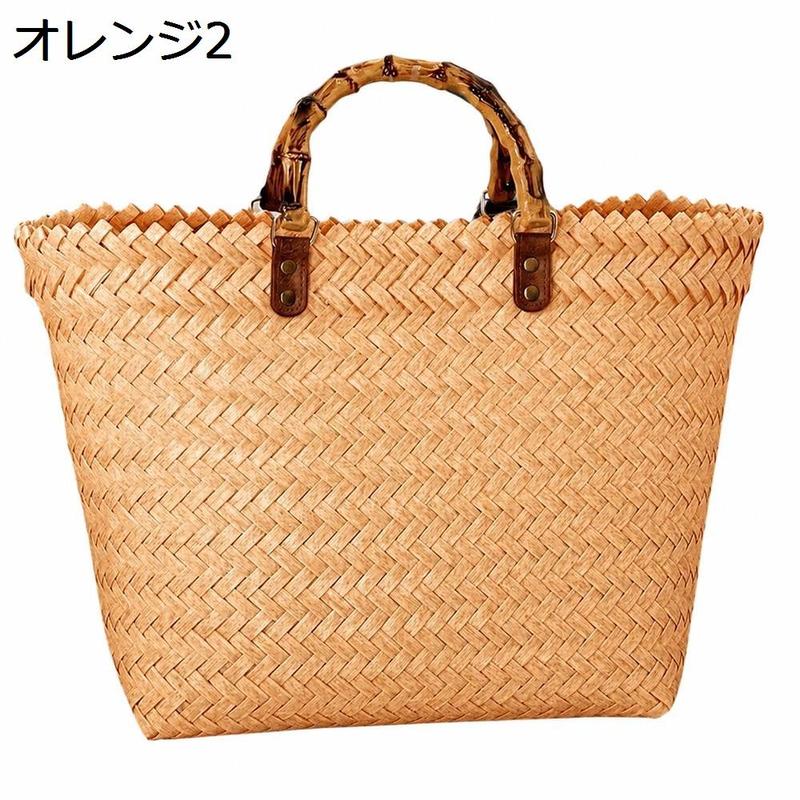 かごバッグ レディース バンブーハンドル トートバッグ 籠バッグ 大