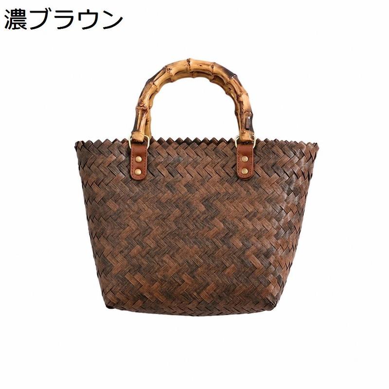 かごバッグ レディース バンブーハンドル トートバッグ 籠バッグ 大 