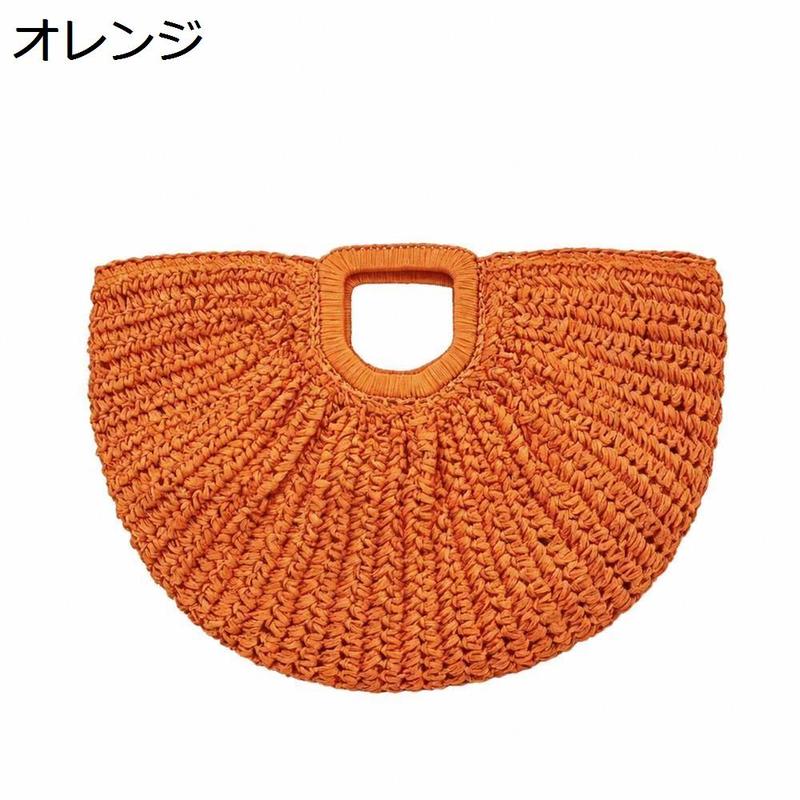 完売！レアAcountカゴバッグLアカウント♡オレンジ かごバッグ レディース カゴバッグ ストロー ハーフムーン 三日月型