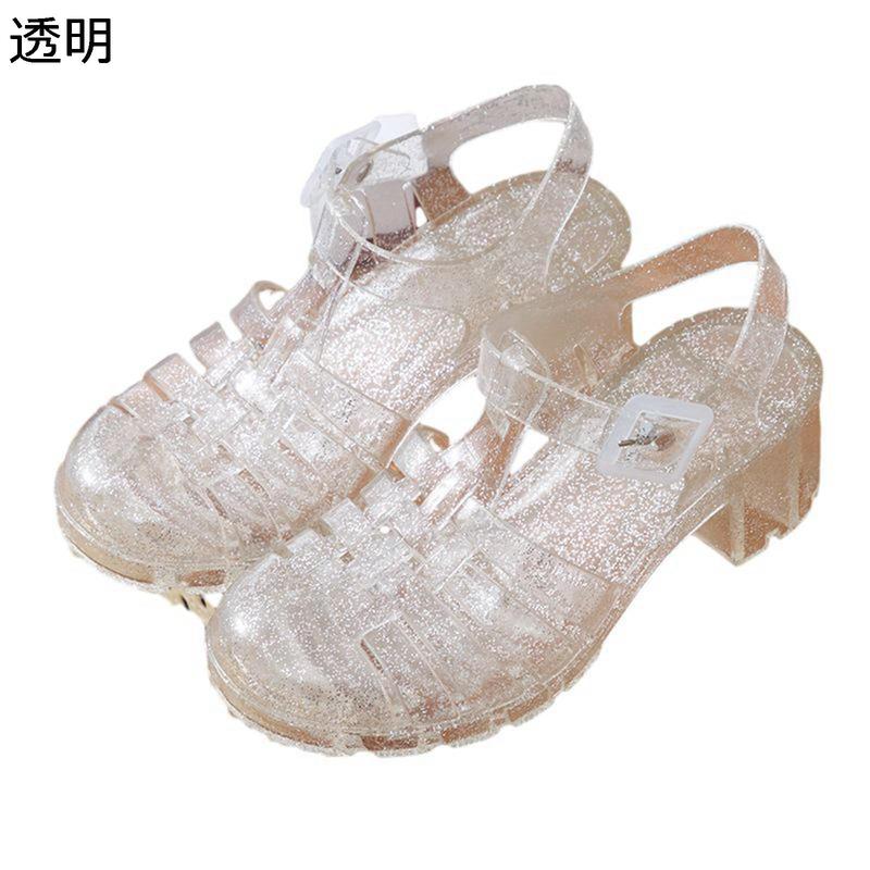 レディース ラバーシューズ PVC ビニールサンダル クリア 5cmアップ