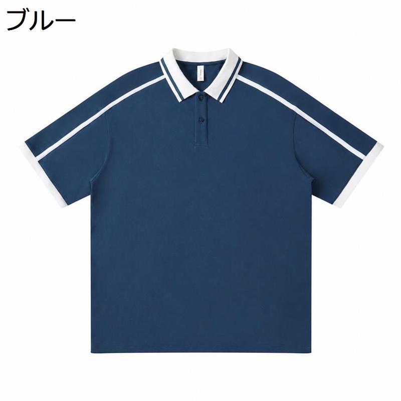 ポロシャツ メンズ 半袖 Tシャツ 襟付き トップス 配色 ライン入り