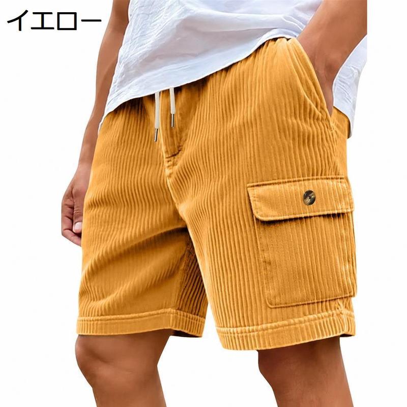 ハーフパンツ メンズ コーデュロイ ショートパンツ ワイド カーゴ