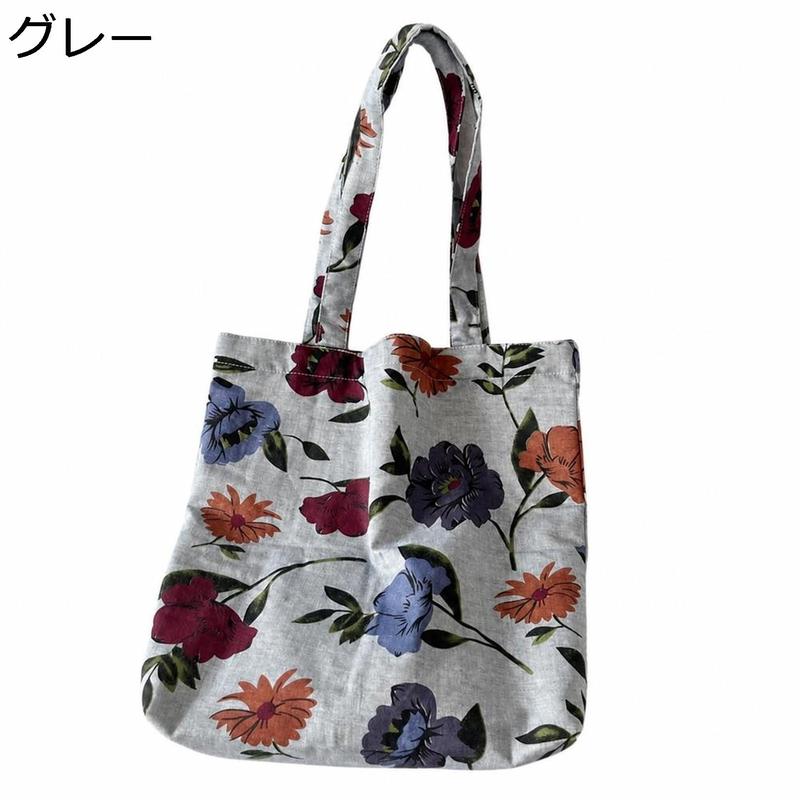 トートバッグ シルバー 花柄 トートバッグ レディース ショルダーバッグ 大容量 花柄 ボタニカル柄