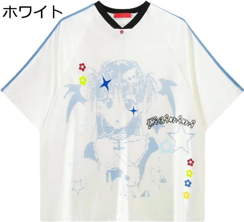 ゲームシャツ レディース Y2K ストリート系 Tシャツ 半袖 Vネック 