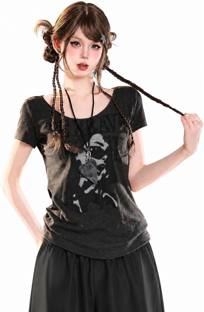 ボンテージシャツ ホワイト 長袖 ストラップ y2k ロック パンク サブカル Tシャツ レディース 半袖 Y2K パンク ロック グラフィック プリント
