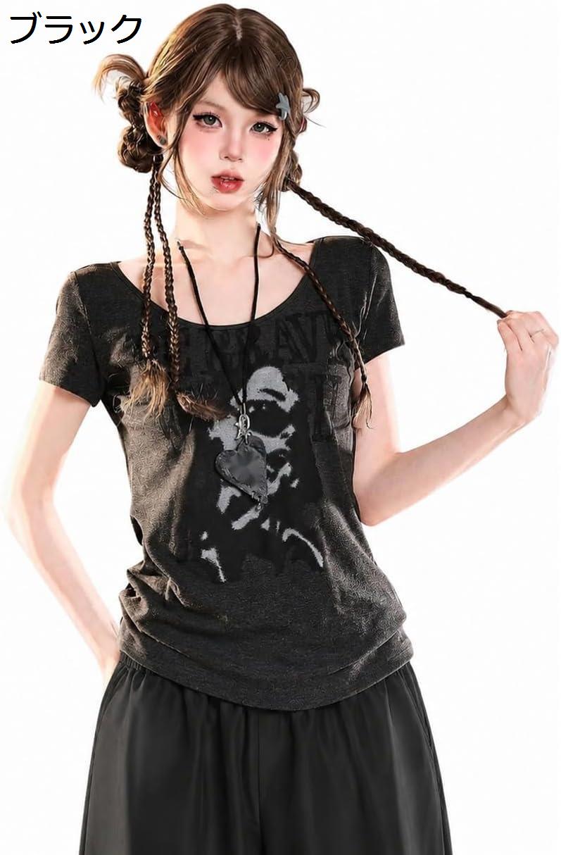 Tシャツ レディース 半袖 Y2K パンク ロック グラフィック プリント