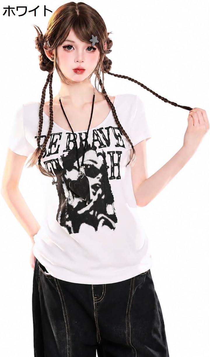 Tシャツ レディース 半袖 Y2K パンク ロック グラフィック プリント