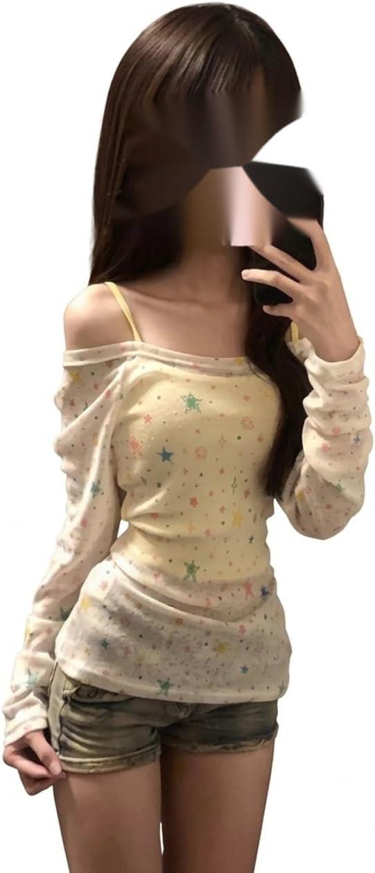 オフショルダー カットソー レディース 星柄 2点セット Y2K ギャル服